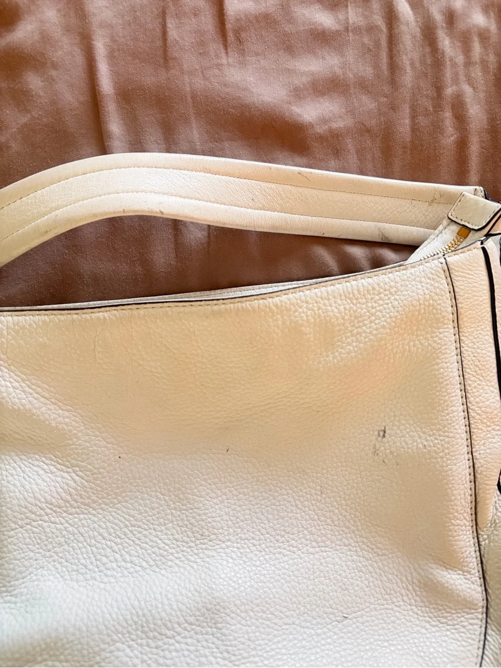 Michael Kors White Pebbled Leather Hobo Bag